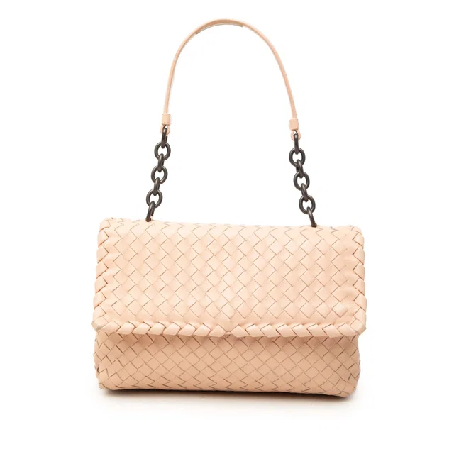 Pink Bottega Veneta Small Nappa Intrecciato Olimpia Shoulder Bag in Pink Nappa leather from Designer Revival