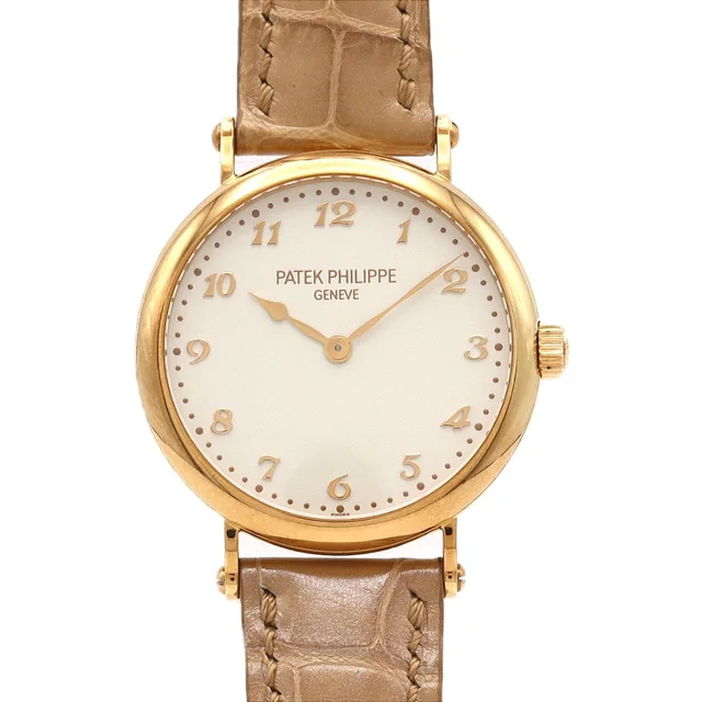Patek Philippe Calatrava RG 7200R-001 PG/RG Automatic in Dial color: Cream grain/Arabic Band color: beige Case: pink gold/rose gold Bracelet: Strap from KOMEHYO