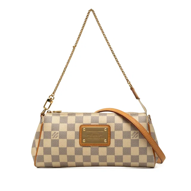 White Louis Vuitton Damier Azur Eva Satchel in White Canvas from Designer Revival