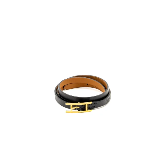Hermès Size M Hapi 3 Bracelet Black GHW in Black Calfskin from EMIER