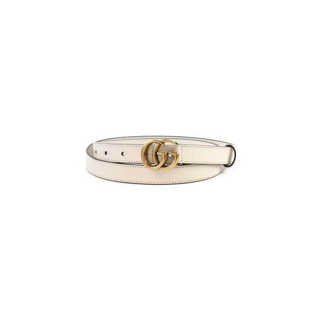 Gucci GG Marmont Thin Belt White Size 100 in White Leather from The Purse Affair