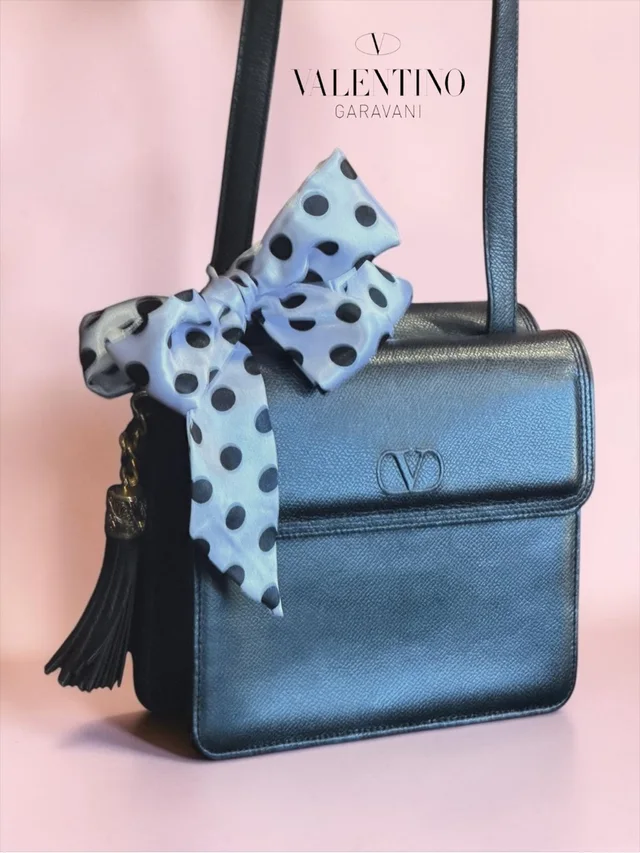 Valentino Garavani Vintage V Logo Leather Purse Coa in black Leather from Poshmark