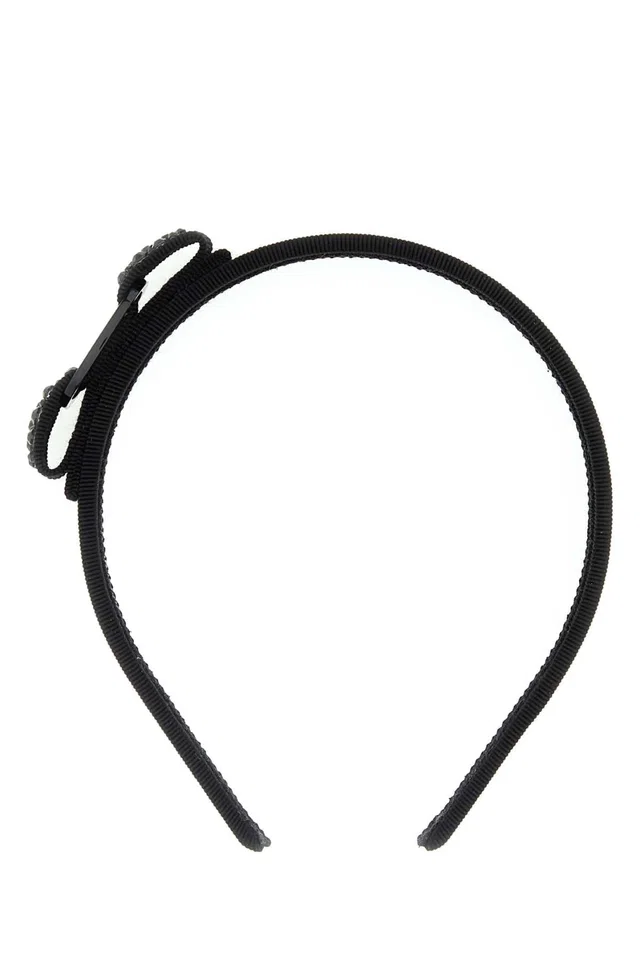 Ferragamo Swarovs Headband — Black Exterior: Fabric Headbands in Black from HEWI