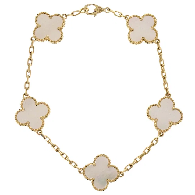 Van Cleef & Arpels Alhambra Bracelet Mother of Pearl Gold Au750 Jewelry in Gold from AMORE Vintage Tokyo