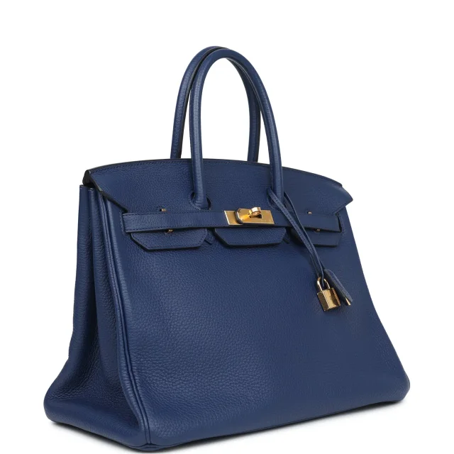 Hermès Birkin 35 Bleu Saphir Clemence Gold Hardware in Blue Clemence from Madison Avenue Couture, photo 2 of 9