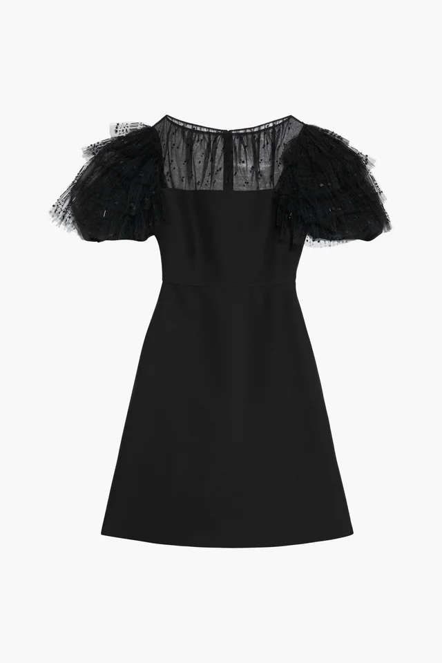 Valentino Garavani Embellished Tulle-Paneled Wool and Silk-Blend Crepe Dress from THE OUTNET, photo 1 of 1