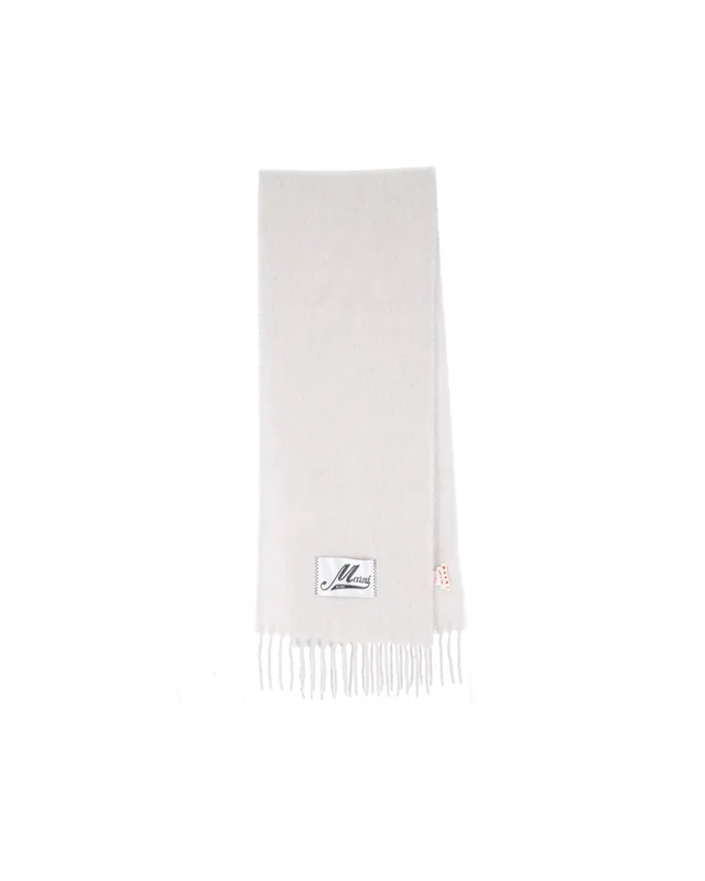 Marni Sodium Scarf — White Alpaca Scarfs in White Woven leather from HEWI