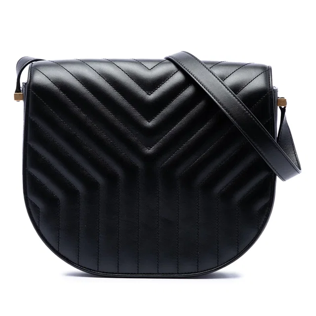 Black Saint Laurent Medium Matelasse Calfskin Joan Crossbody in Black Calfskin from Designer Revival