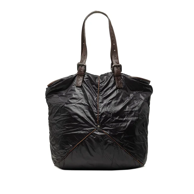 Black Bottega Veneta Nylon Spinnaker Tote in Black Nylon from Designer Revival