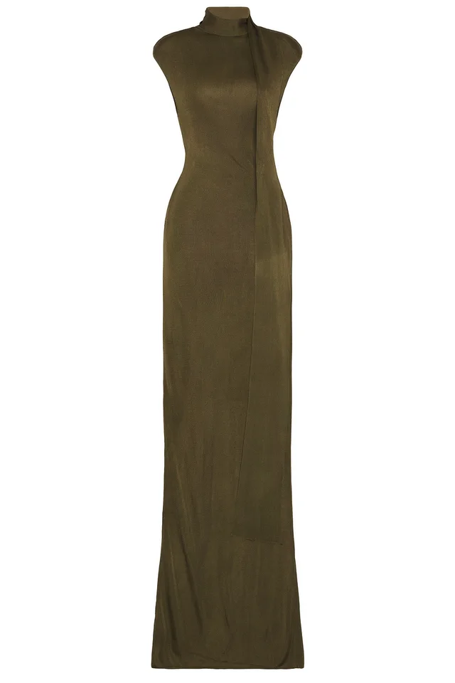 SRG Dianne Scarf Wrap Gown in Pine Green, photo 5 of 6 from REVOLVE (Canada)