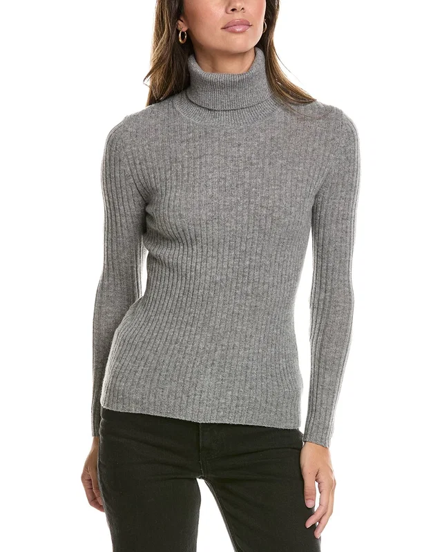 Alashan Cashmere Ada Rib Fold Over Turtleneck 100% Cashmere Sweater, image 1 of 1 from Gilt
