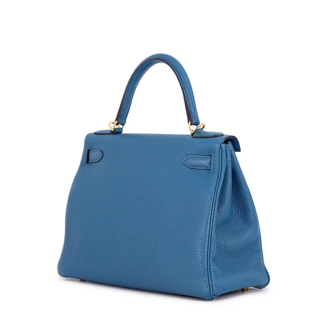 Hermès Kelly Retourne Blue de Galice Togo Leather Size 28 in Blue Togo leather from GALLERY RARE, photo 2 of 15