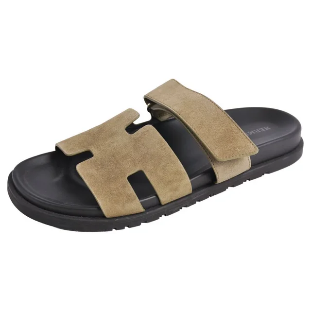 Hermès Sandals Chypre Logo Leather Shoes in Leather from The Reluxe