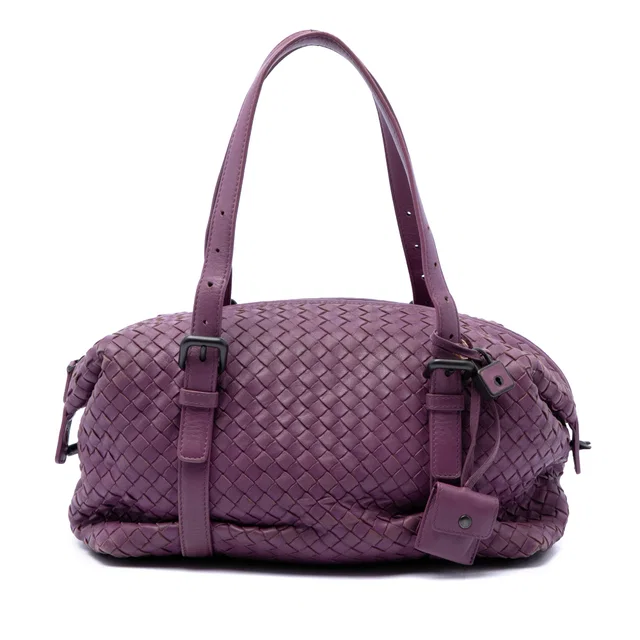 Purple Bottega Veneta Nappa Intrecciato Montaigne Shoulder Bag in Purple Nappa leather from Designer Revival