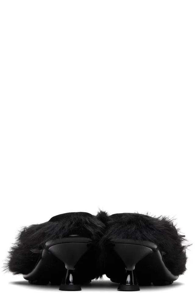 Simone Rocha Black Faux Fur Grip Mule Heels, photo 2 of 4 from SSENSE