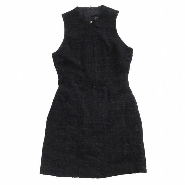 Versace Versus Dress Tweed Front Slit Sleeveless Black 40 in Black Tweed from The Reluxe