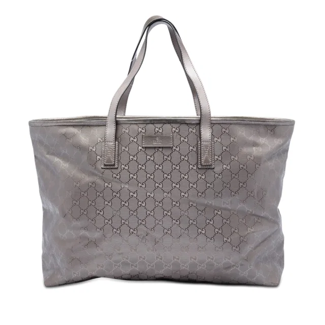 Silver Gucci Large GG Imprime Tote in Silver Coated canvas from Designer Revival