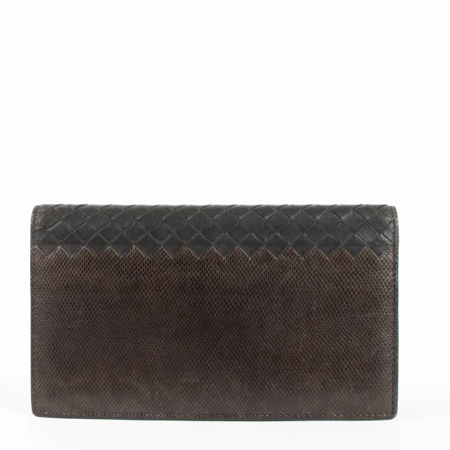 Bottega Veneta Black Intrecciato Leather/Karung Snakeskin Wallet in Black Woven leather from Labellov, photo 2 of 3