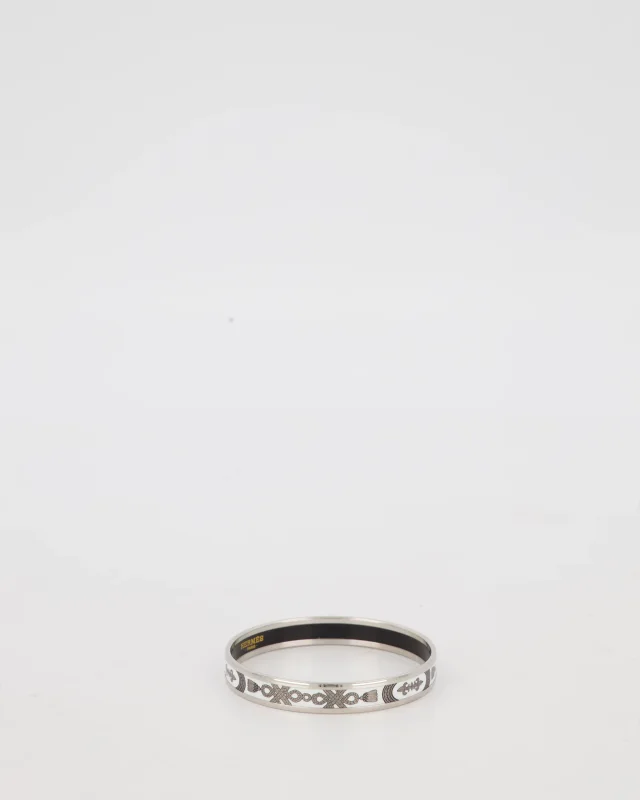 Hermès Enamel Printed Narrow Grand Apparat Bangle in White from Sellier, photo 3 of 3