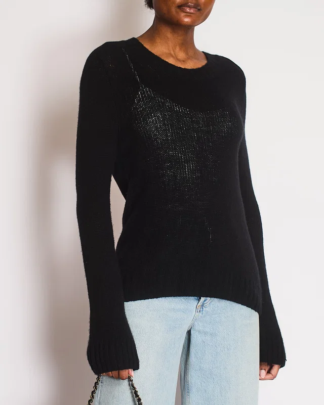 Khaite Black Long-Sleeve Cashmere Jumper Size M (UK 10) in Black Cashmere from Sellier