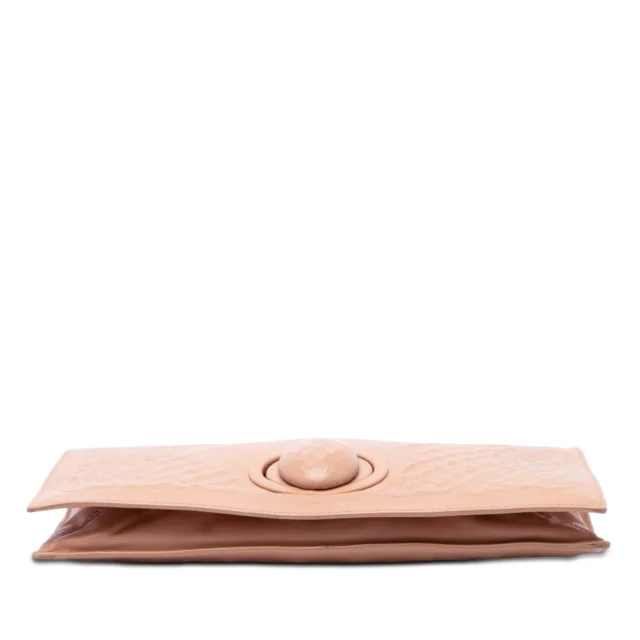 Bottega Veneta Nappa Embossed Intrecciato Turn Lock Clutch in Beige Nappa leather from Designer Revival, photo 3 of 6