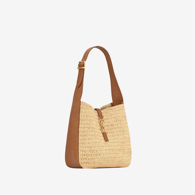 Saint Laurent Shoulder Bag — Beige Leather And Raffia in Beige Raffia from HEWI