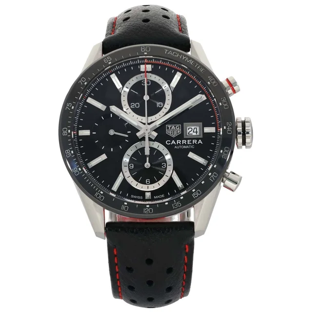 TAG Heuer Carrera CBM2110-0 41mm Stainless Steel Watch in Leather from H&T