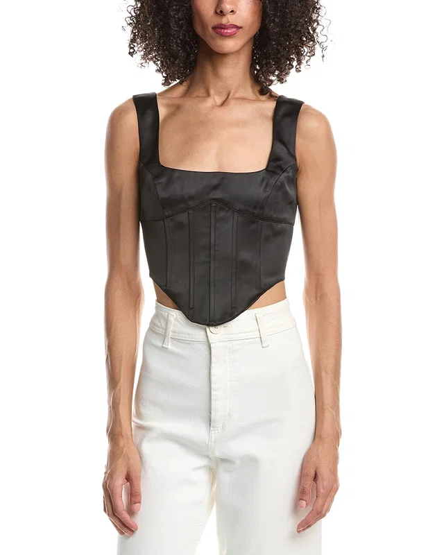 GUIZIO Satin Lace Up Bustier, image 1 of 1 from Gilt