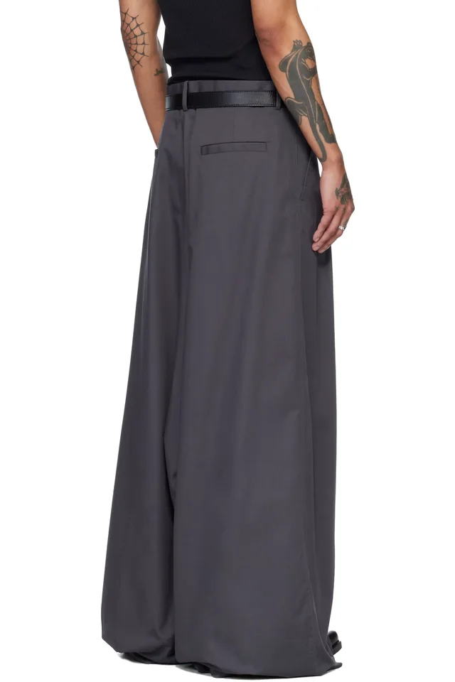 LU'U DAN Gray Lowline Trousers, photo 3 of 5 from SSENSE