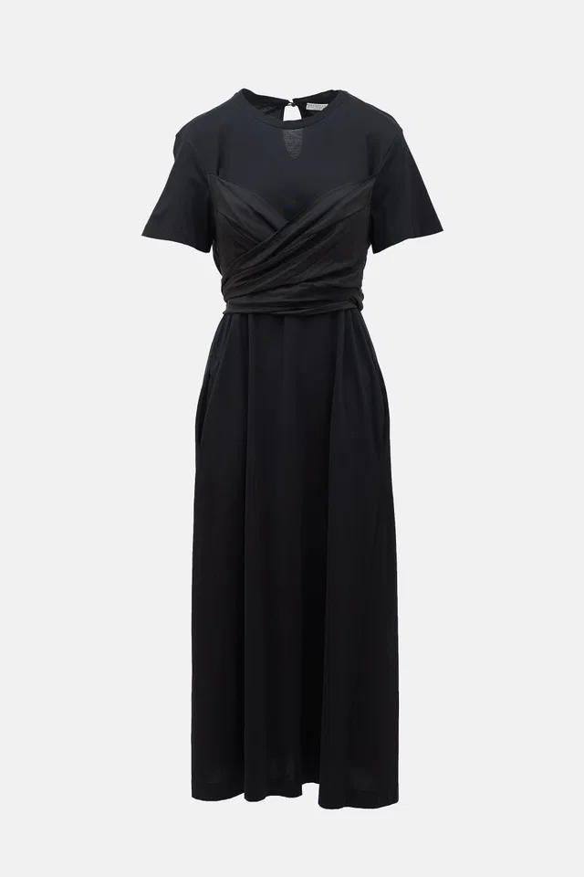 Brunello Cucinelli Jersey Tie T-Shirt Dress in Silk from VSP Consignment
