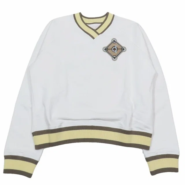Hermès Figure Artistic Sweatshirt Trainers V-neck Patch Embroidery 42 White in White from The Reluxe
