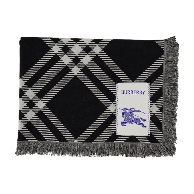 Burberry Wool Checked Scarf — Black Scarfs in Black Wool from HEWI