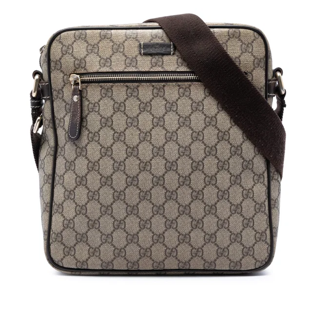 Beige Gucci GG Supreme Crossbody in Beige Coated canvas from Designer Revival