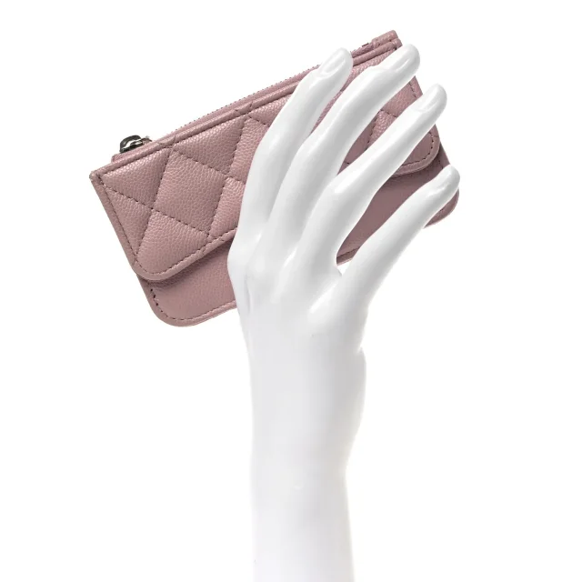 Chanel Caviar Quilted Flap Zip Card Holder Light Pink in Pink Caviar leather from FASHIONPHILE, photo 2 of 10