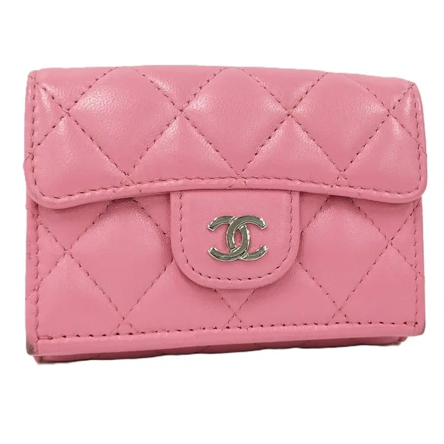 Chanel Classic Small Flap Wallet Quilted Lambskin Pink in Pink Lambskin from The Reluxe