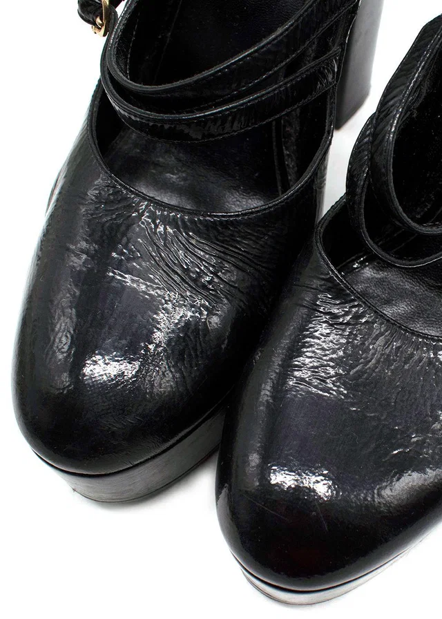 Celine Black Patent Platform Mary Jane Pumps in Black Patent leather from HEWI
