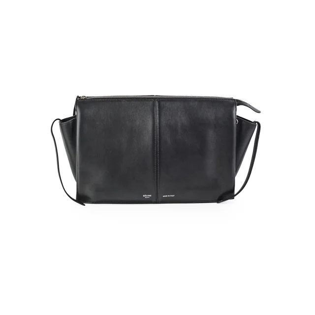 Celine TriFold Clutch On Chain Black Leather in Black Leather from The Purse Affair