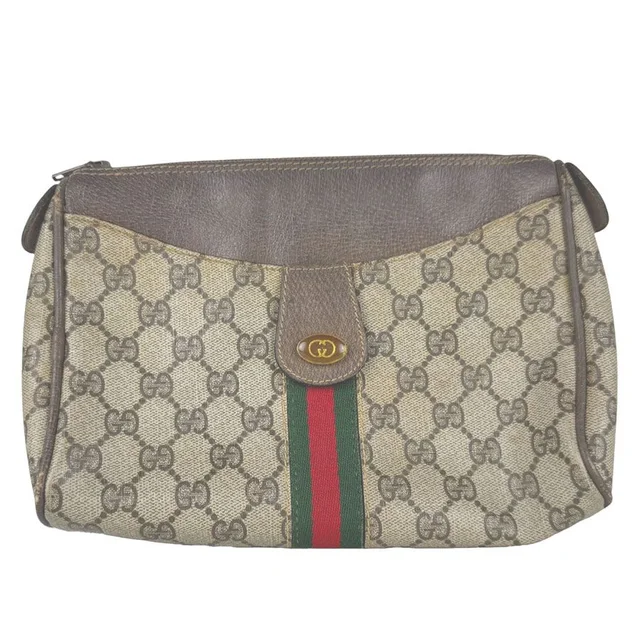 Gucci Clutch Vintage Brown in Brown Canvas from The Reluxe