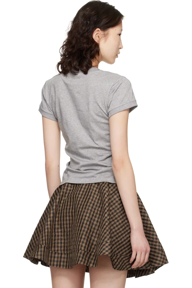 GANNI Gray Graphic Cotton T-shirt, photo 3 of 4 from SSENSE