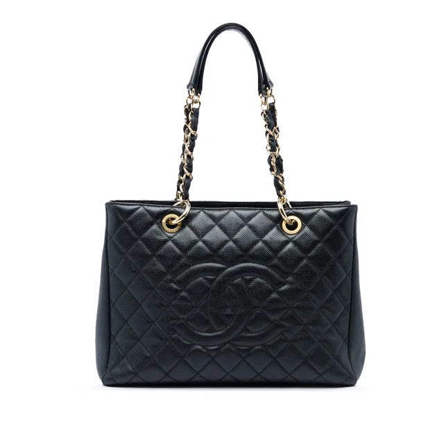 Black Chanel Caviar Grand Shopping Tote in Black Caviar leather from Designer Revival