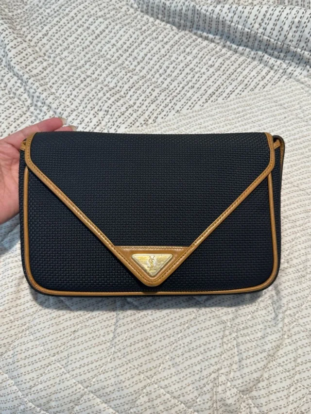 Vintage Black & Tan Structured Envelope Crossbody Bag - Ysl Style in black|brown|neutral from Poshmark, photo 1 of 1