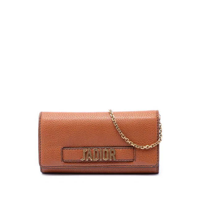 Brown Dior Calfskin JAdior Wallet On Chain Crossbody Bag in Brown Calfskin from Designer Revival