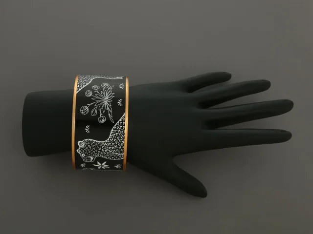 Hermès Extra Wide Les Léopards Enamel Bangle from Ann's Fabulous Finds, photo 5 of 5