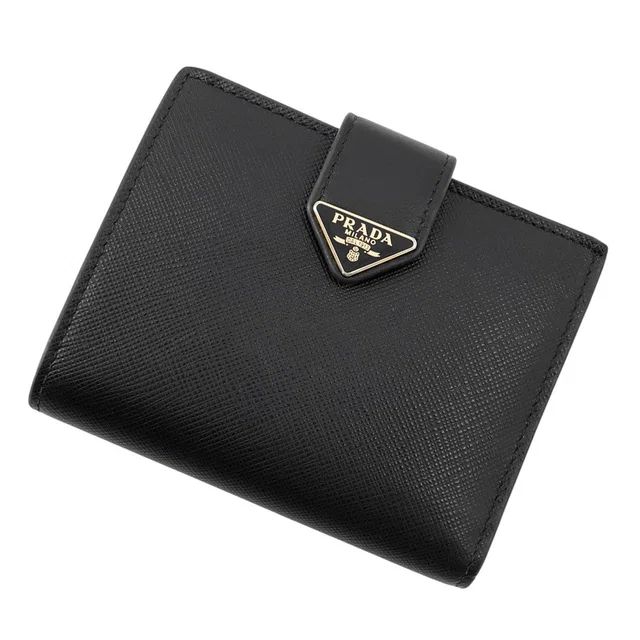 Prada Triangle Bi-fold Wallet Black1MV204 Saffiano Leather in Saffiano leather from GALLERY RARE