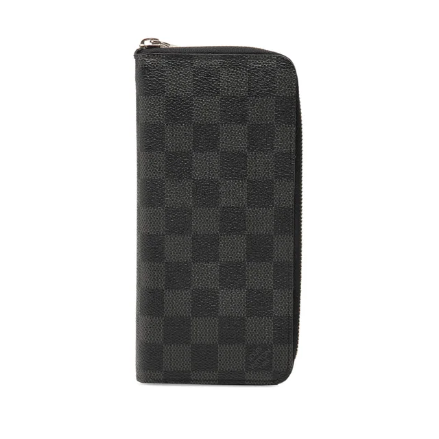 Black Louis Vuitton Damier Graphite Vertical Zippy Wallet in Black Canvas from Designer Revival