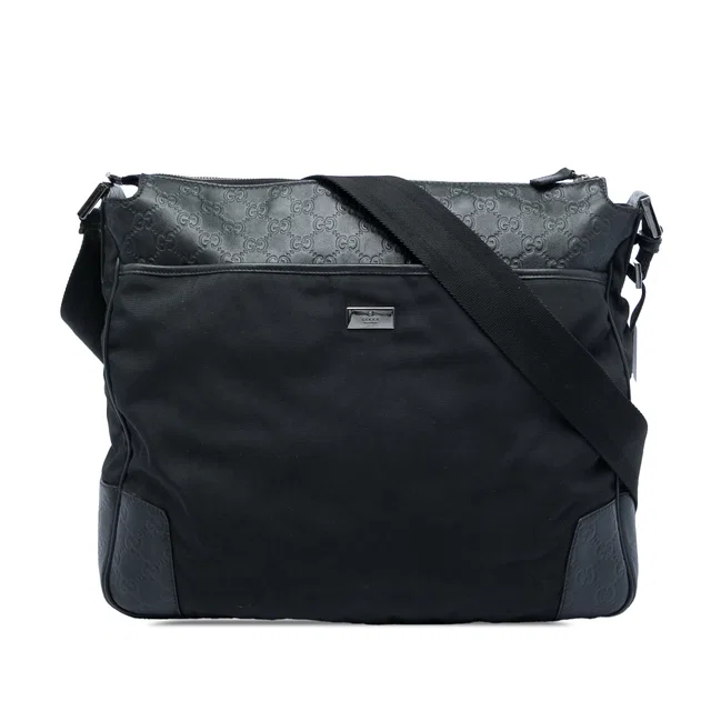 Black Gucci Guccissima Trimmed Canvas Crossbody in Black Canvas from Designer Revival