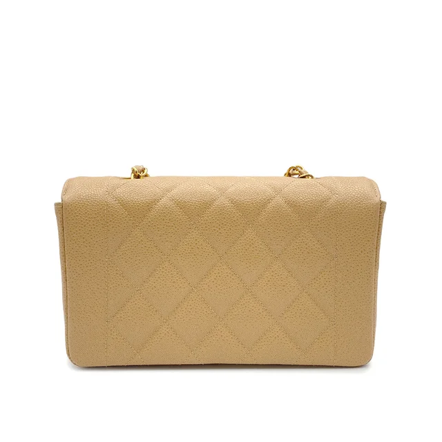 Chanel Vintage Diana Small Chain Shoulder Bag Beige Caivar Skin in Beige from Luxury Promise, photo 2 of 2