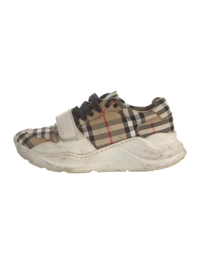 Burberry Nova Check Pattern Canvas Chunky Sneakers in Canvas from The RealReal