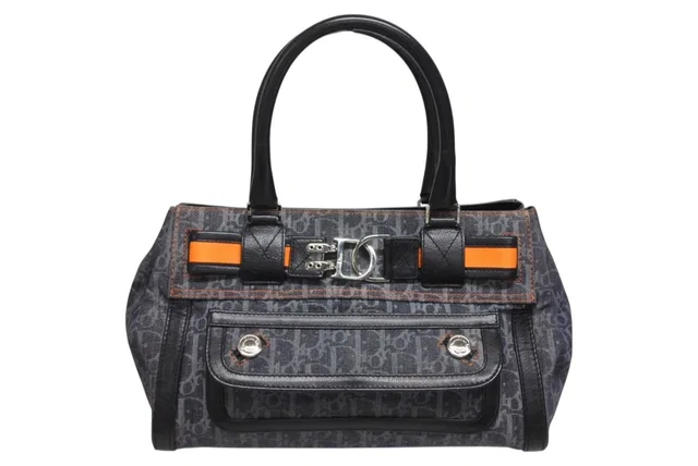 Dior Flight Line Trotter Handbag Denim Leather Navy Black Silver in Black Denim from The Reluxe