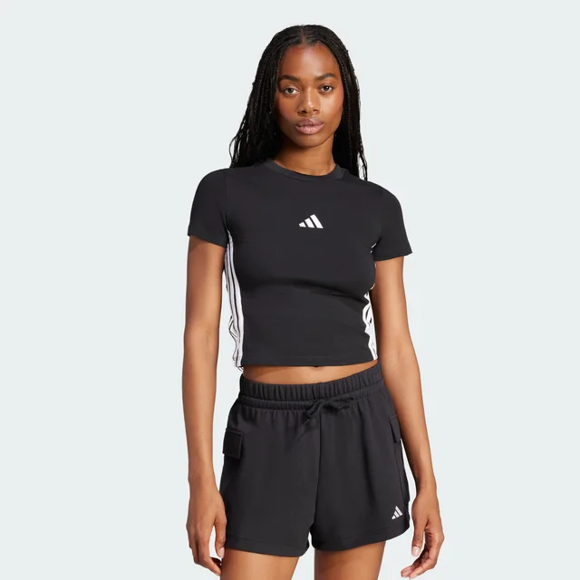 Adidas Essentials 3-Stripes Slim Baby Tee in Black from adidas (US), photo 1 of 1